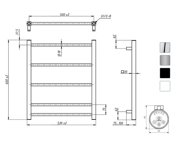 полотенцесушитель GROTA SIMPLE 530х600